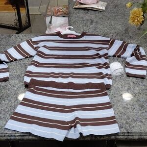 "Coco&Shay" NWT, Sz.Xl, 2 Piece, Striped Brown and Blue Women's Sweater Jumpsuit